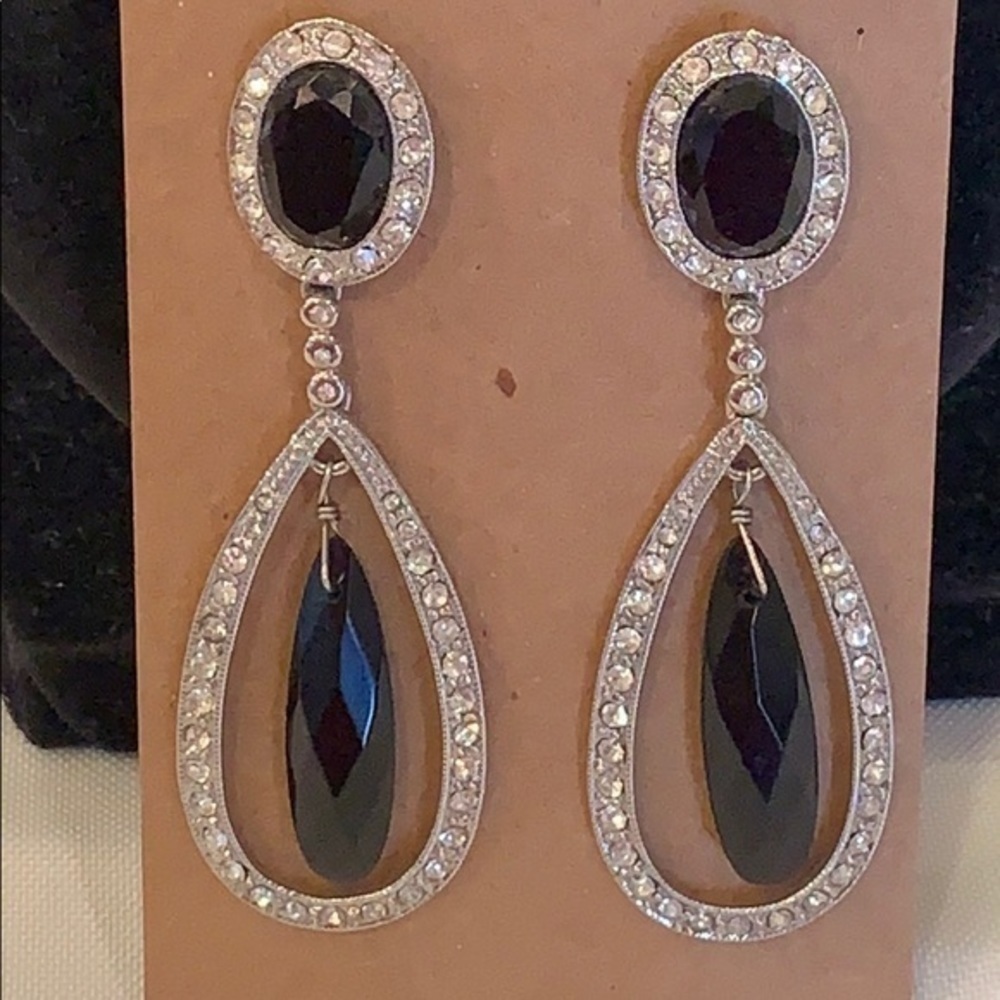 Monet classy drop dangle long crystal halo